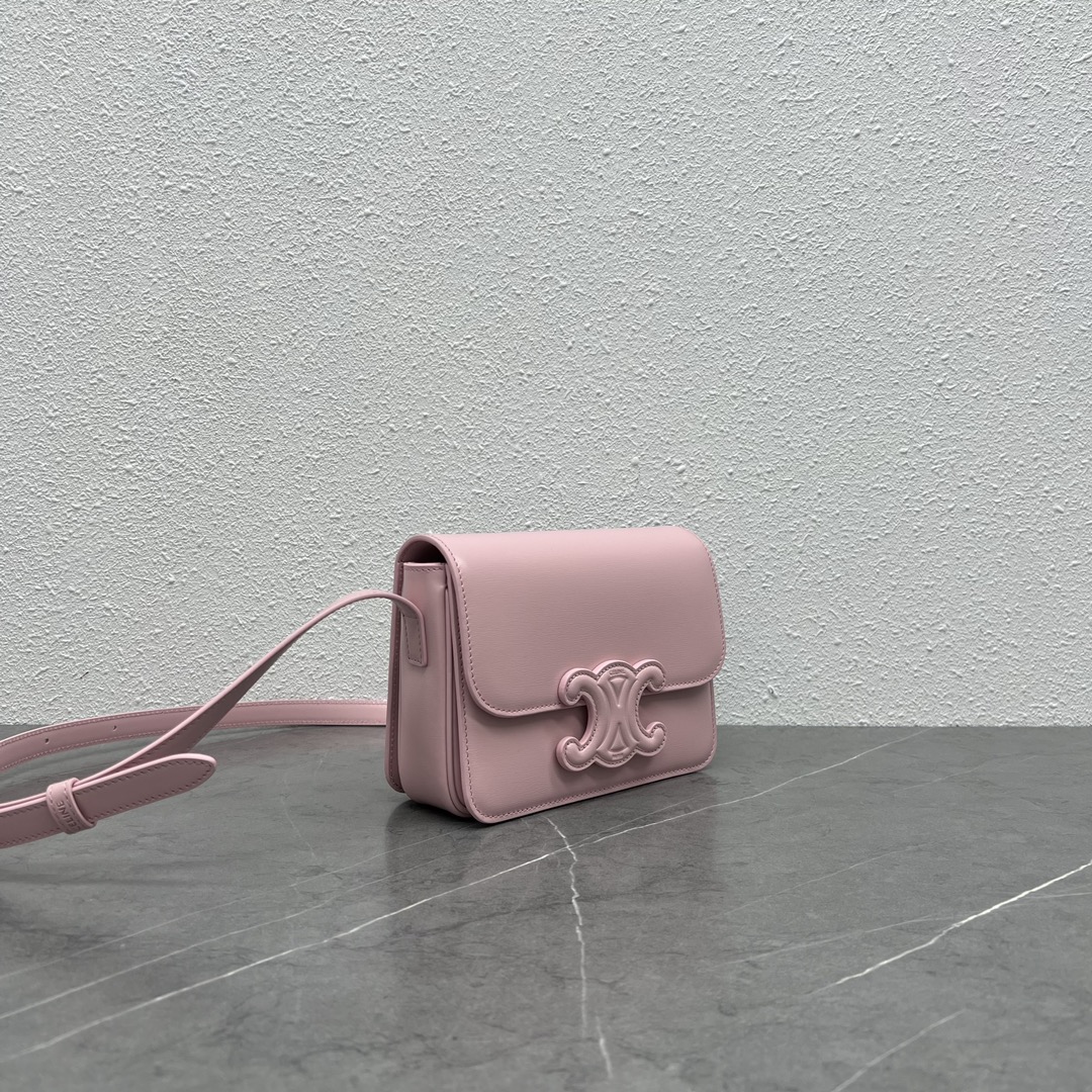 Celine Shoulder Bag Handbag Cuir Triomphe In Shiny Calfskin Pink 199233